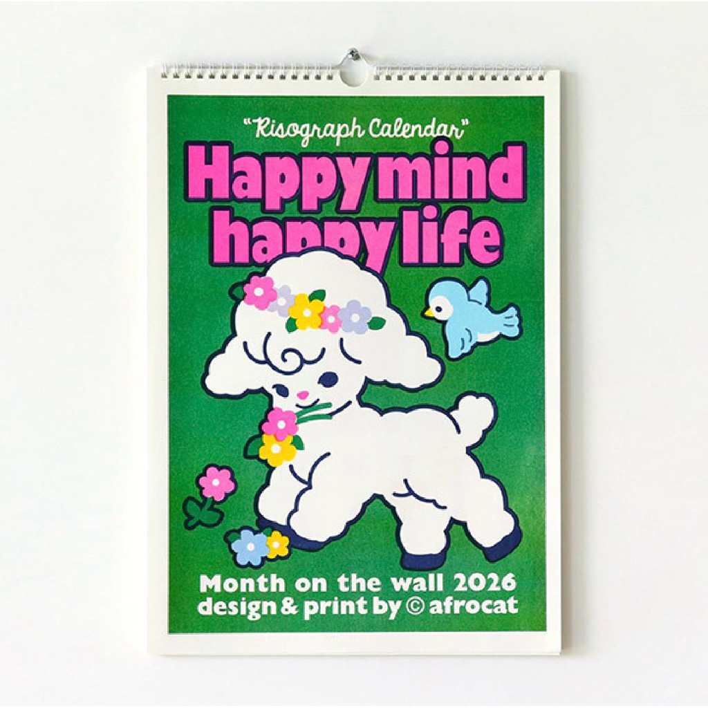 AFR0CAT 2026 Risograph Wall Calender ในธีม "Happy mind happy life"