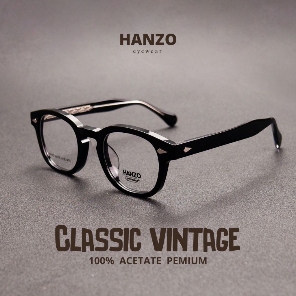 แว่นวินเทจ 100% ACETATE แว่นอะซิเตทคุณภาพสูง hand made acetate (มีบริการตัดเลนส์สายตา) ทรง LEMTOSH