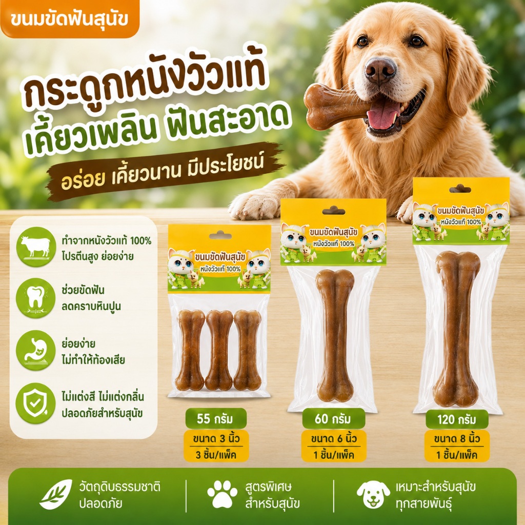 กระดูกเคี้ยวสำหรับสุนัข, อุปกรณ์ขัดฟันสำหรับสุนัข, ของเล่นสุนัข, ขนมขัดฟันสำหรับสุนัข