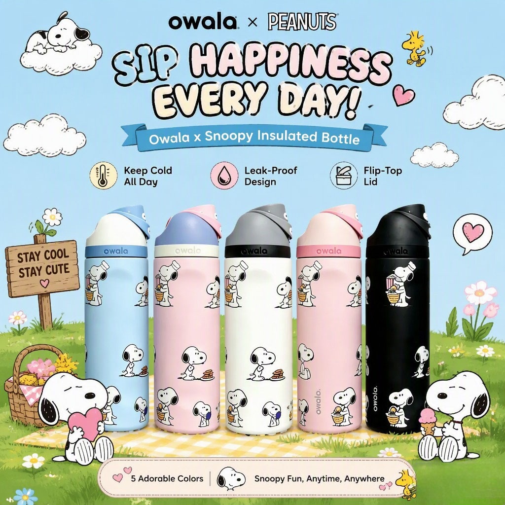 🔥 [รับจำนวนจำกัด] Owala FreeSip 24/32oz กระติกลายคัสตอม เก็บเย็น กันรั่ว มีหลอด ของแท้ USA พร้อมส่ง