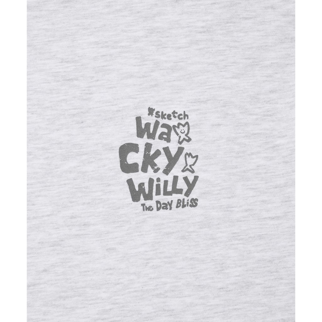 WACKY WILLY تيشيرت Slogan Typo للجنسين — رمادي — صورة 4