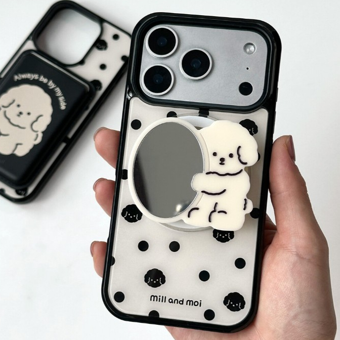 [Pre-order ระบุรุ่นโทรศัพท์ในหมายเหตุ] mill and moi — MS Cream Black Foodie Dot Case เคสโทรศัพท์ เคสไอโฟน