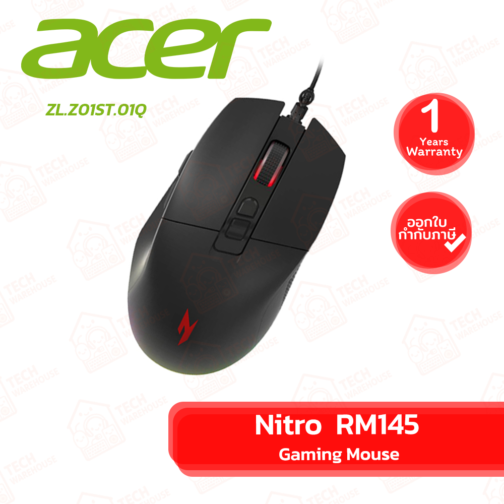 ACER Nitro Gaming Mouse RM145 (BLK) (ZL.Z01ST.01Q) เมาส์เกมมิ่ง มีสาย ของแท้ ประกันศูนย์ 1ปี