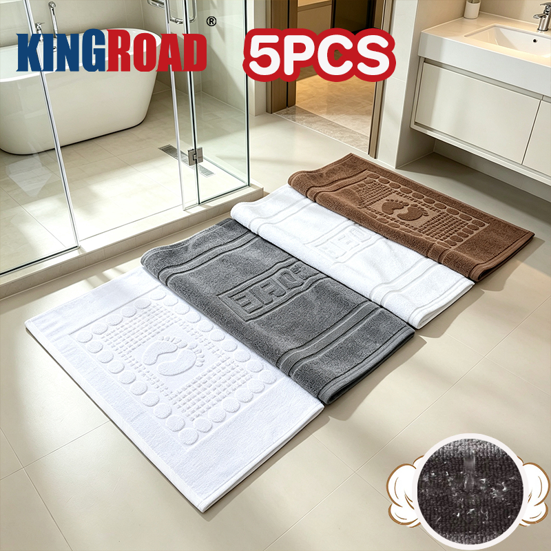 ผ้าเช็ดเท้าโรงแรม 5PCS 45x70ซม. ผ้าเช็ดเท้าซับน้ํา ดูดซับน้ำนุ่มไม่ลื่น ใช้ได้กับ ห้องน้ำ ห้องนอน