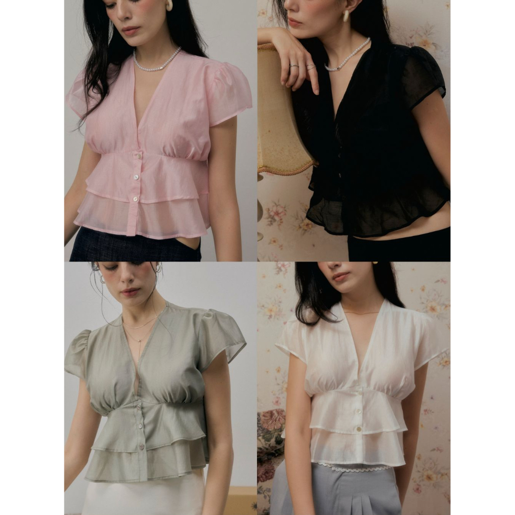 Nichii - Rawi Sheer เสื้อผ้าเนื้อบาง เสื้อระบาย คอวี