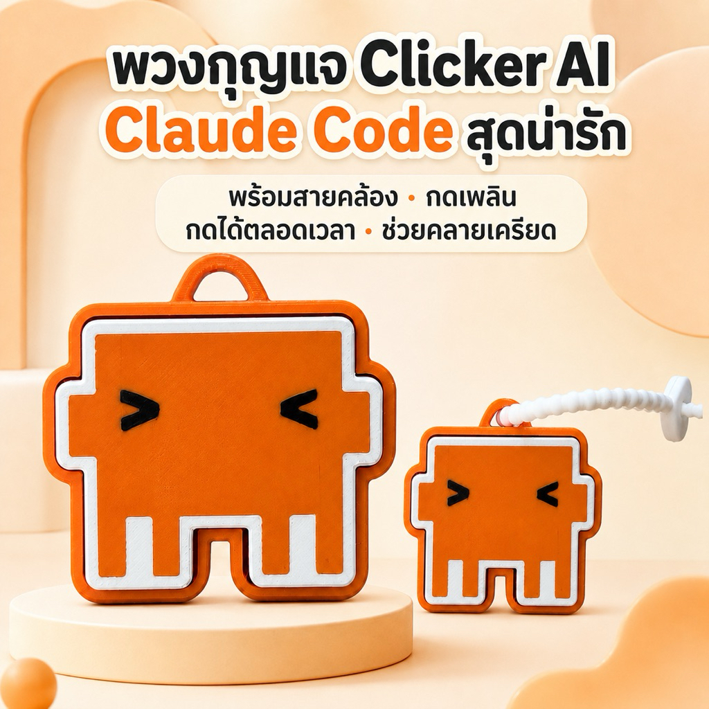 พวงกุญแจ Clicker AI Claude Code พร้อมสายคล้อง กดเพลิน ช่วยคลายเครียด ของขวัญสำหรับสายไอที