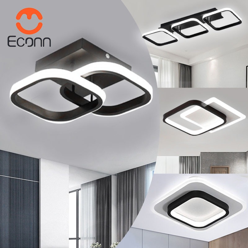 ECONN โคมไฟเพดาน LED ปรับแสง 3 สี กันฝุ่น ประหยัดไฟ ลดแสงแยงตา สำหรับห้องนอน ห้องอาหาร ห้องนั่งเล่น