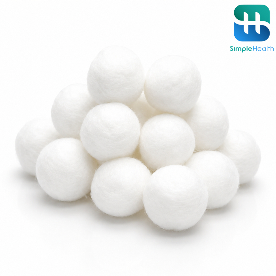 Simple Health สำลีก้อน สำลีก้อนปลอดเชื้อ cotton balls ใยฝ้ายบริสุทธิ์ 100% ผ่านการฆ่าเชื้อด้วยความร้อน