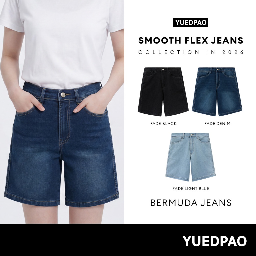 Yuedpao Smooth Flex Jeans (Bermuda Jeans) กางเกงยีนส์ขาสั้นทรงเบอร์มิวด้า ยีนส์ยืด ใส่สบาย กางเกงยีนส์ขาสั้น