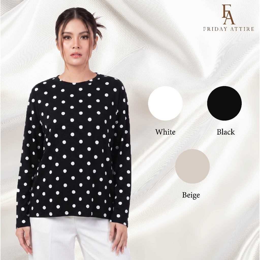 Friday Attire เสื้อแขนยาวลายจุด (FT-175)