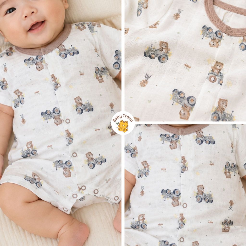 Babytrend ชุดรอมเปอร์ “มัสลินคอตตอน” ชุดเด็ก 0-6 เดือน ผ้าฝ้าย Muslin นุ่ม โปร่งสบาย รูปที่ 4