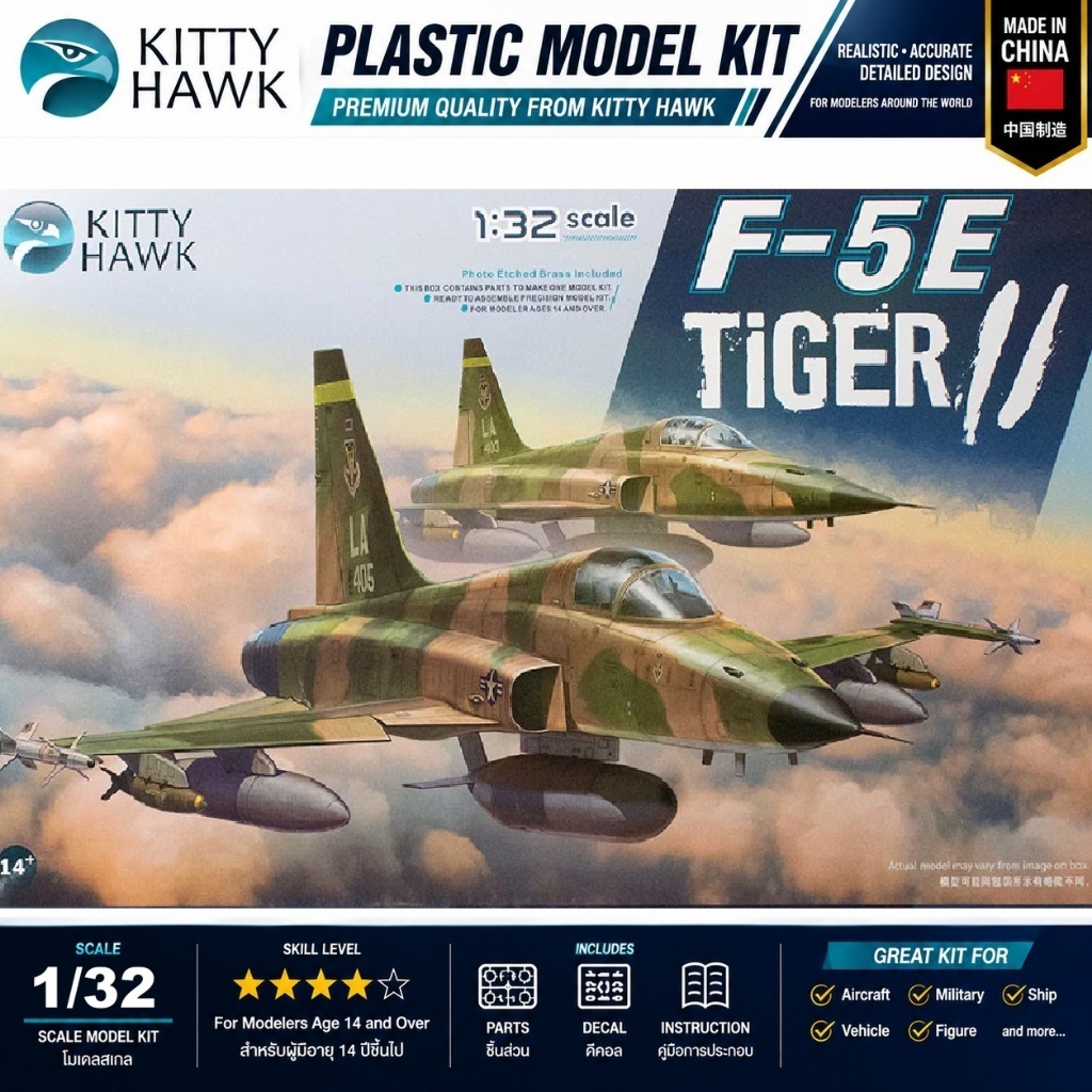 Kitty Hawk KH32018 F-5E Tiger II Fighter 1/32 Fighter Aircraft Plastic Model Kit โมเดลเครื่องบินรบ F