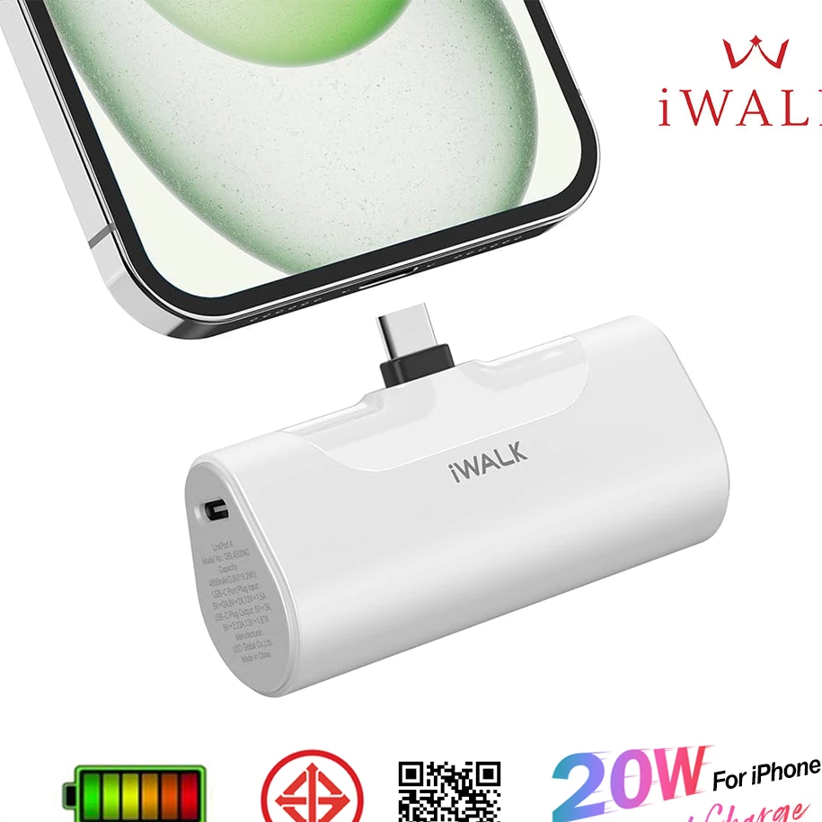 iWALK LinkPod4 4500Cแบตสำรองไร้สาย 20WFastChargeหัวชาร์จTypeCใช้กับiPhone17,16,15,สมาร์ทโฟนแอนดรอยด์