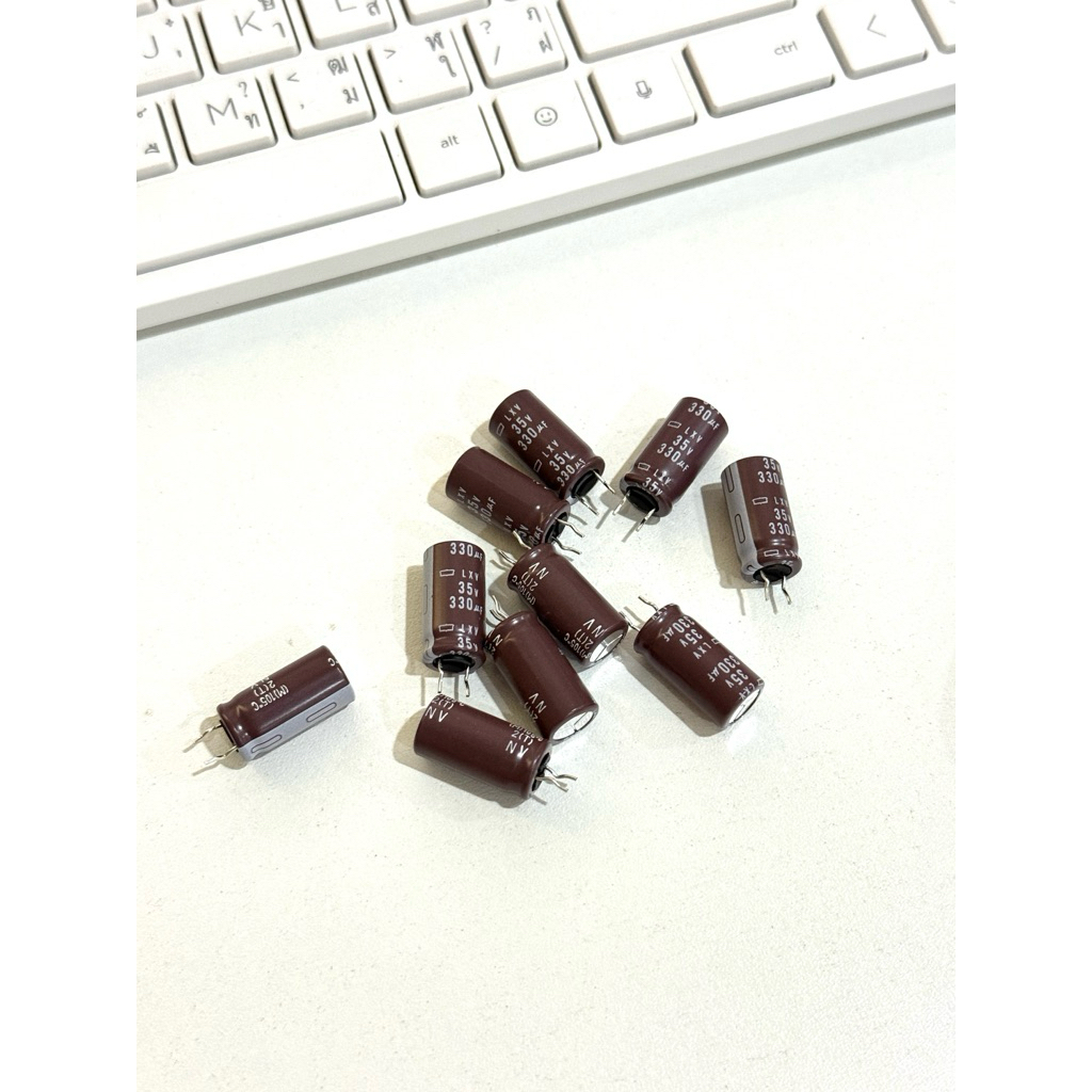 10ชิ้น Capacitor LXV 330uf 35v 10*19มม. ระยะขา5มม.