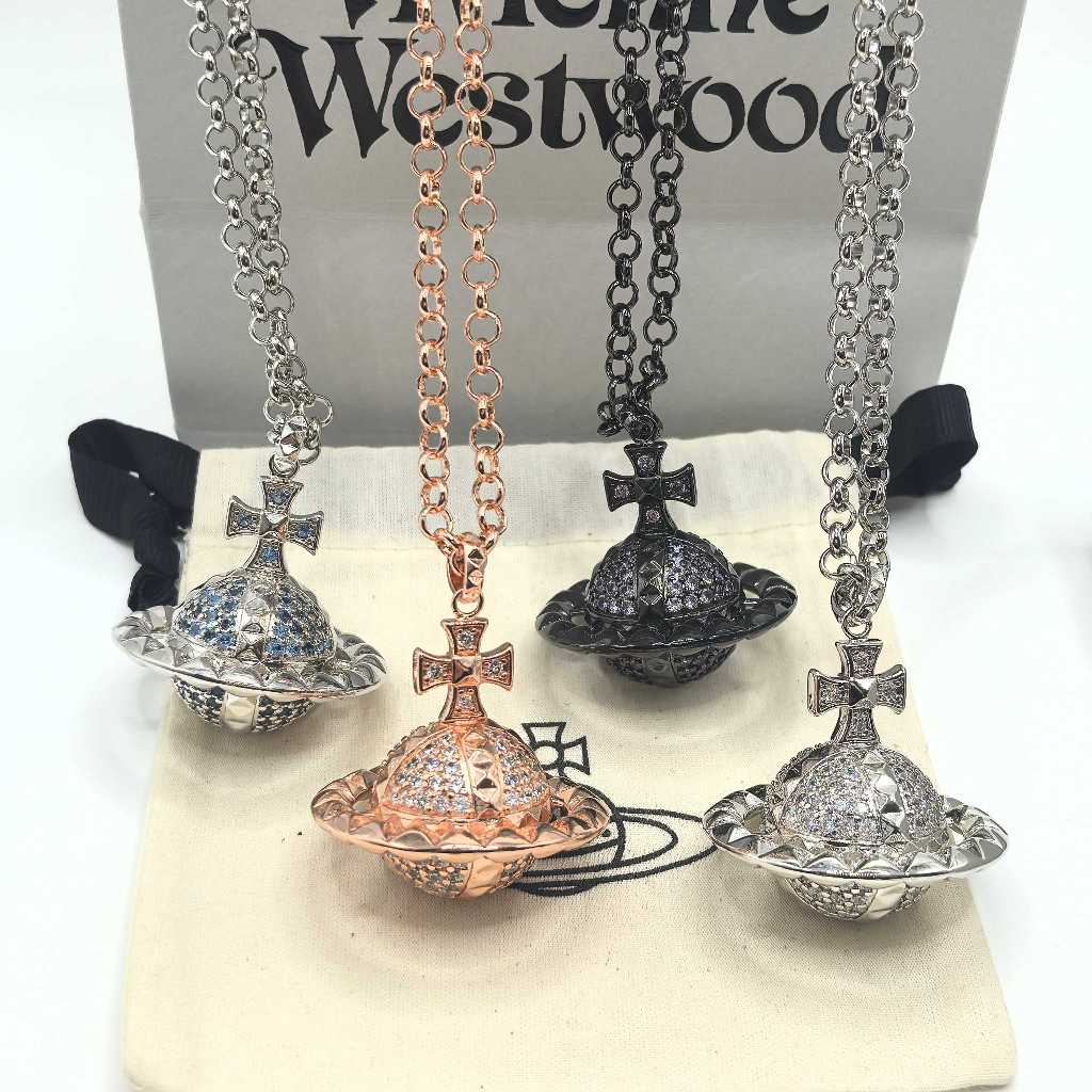 Vivienne Westwood สร้อยคอ New Petite Orb Pendant จี้ Orb Saturn คริสตัลหลากสี สีทอง