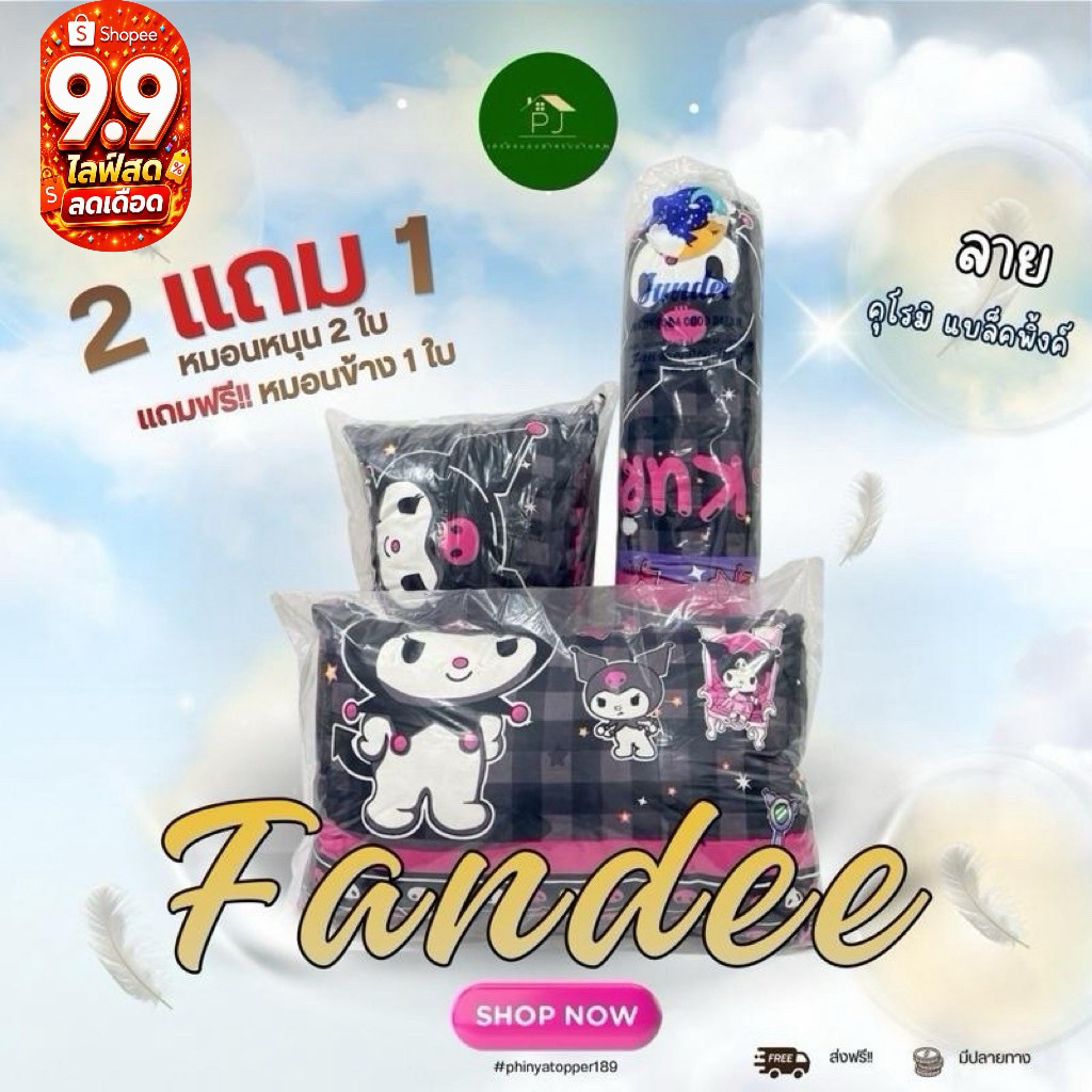 Fandee ลูกหมอนลายการ์ตูน 2 ชิ้น ฟรี 1 ชิ้น หมอนหนุน2หมอนข้าง1 ลายเดี๋ยวกัน คุณภาพดี สำหรับเด็กและผู้ใหญ่