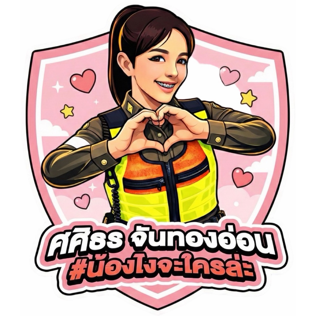 สติกเกอร์น้องไงจะใครล่ะ (พื้นหลังชมพู)