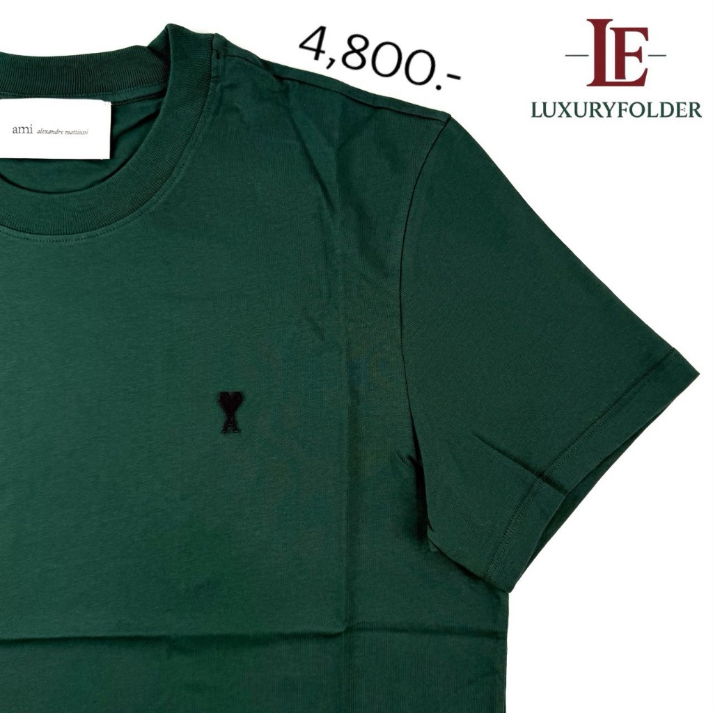 Ami Cotton De Coeur เสื้อยืดผ้าฝ้าย HTS346-724-A258 สี Green มีQRสแกนเช็คได้ ของแท้ 100%