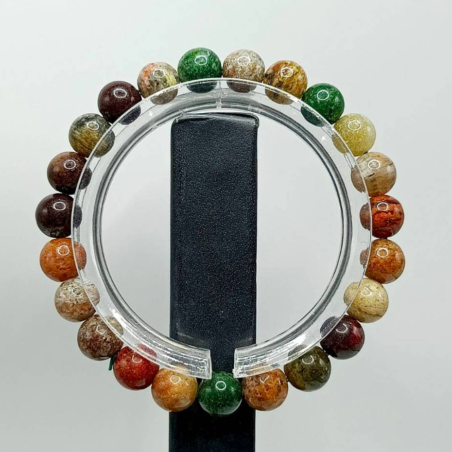 กำไลข้อมือหิน โป่งข่ามห้าสี Phantom Quartz เกรดธรรมดา หินดึงดูดทรัพย์สิน