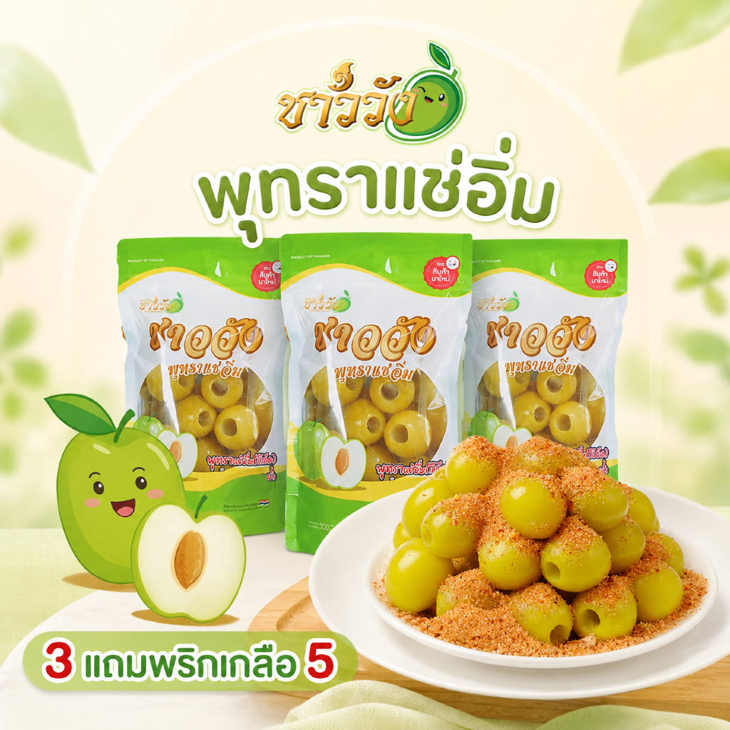 [ขายดี NO.1][พุทรานมสด]{แช่อิ่ม] แบรนด์ชาววังเจ้าดังในตต [หวานฉ่ำ กรอบ อร่อย}ฟรีพริกเกลือ5