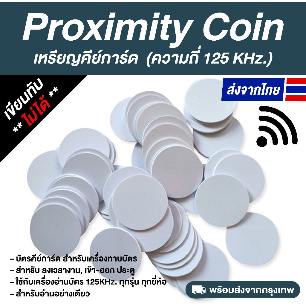 เหรียญคีย์การ์ด Proximity (อ่านอย่างเดียว) ความถี่ 125 kHz. (Read Only / ไม่สามารถก๊อปปี้ทับได้)