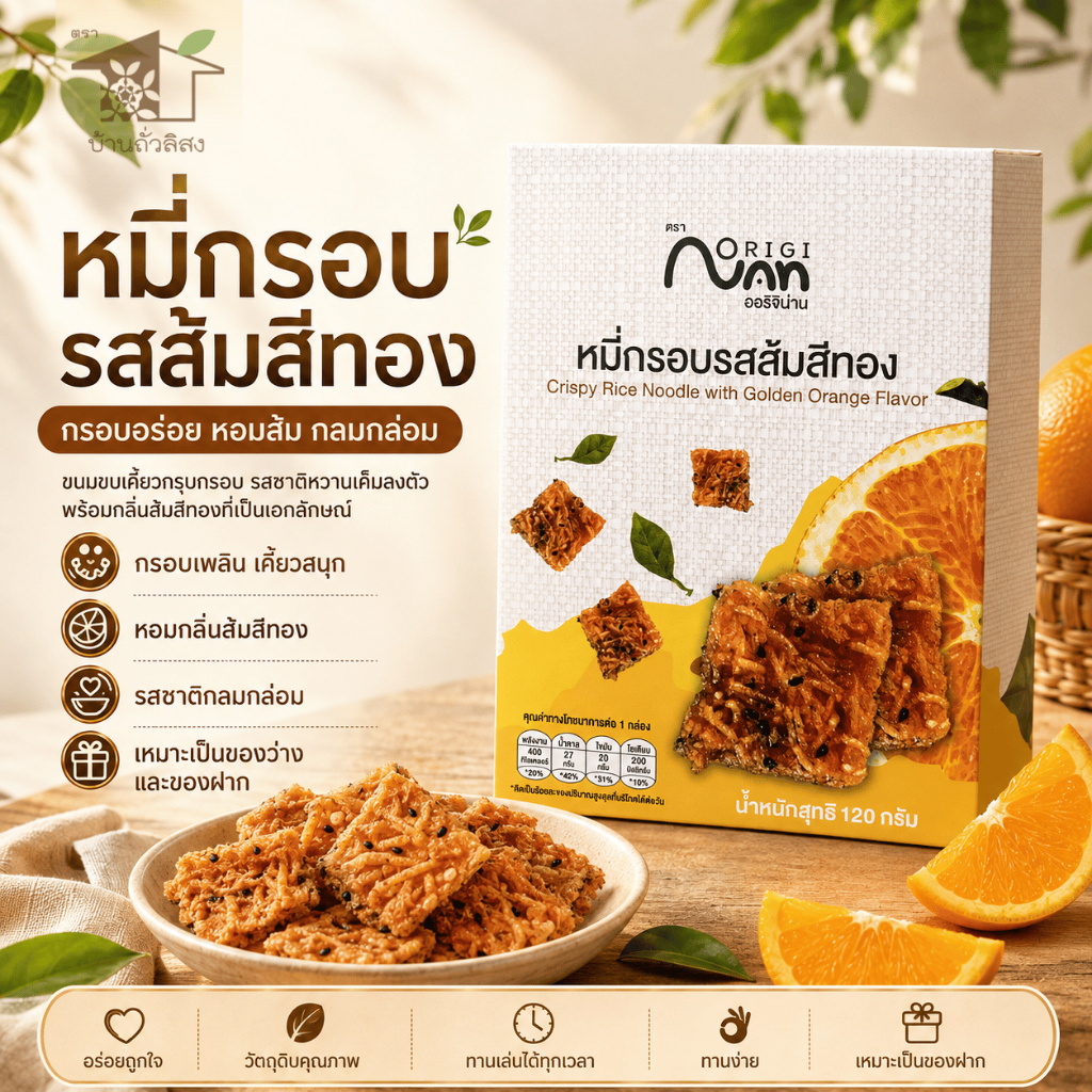 หมี่กรอบ รสส้มสีทอง OrigiNan