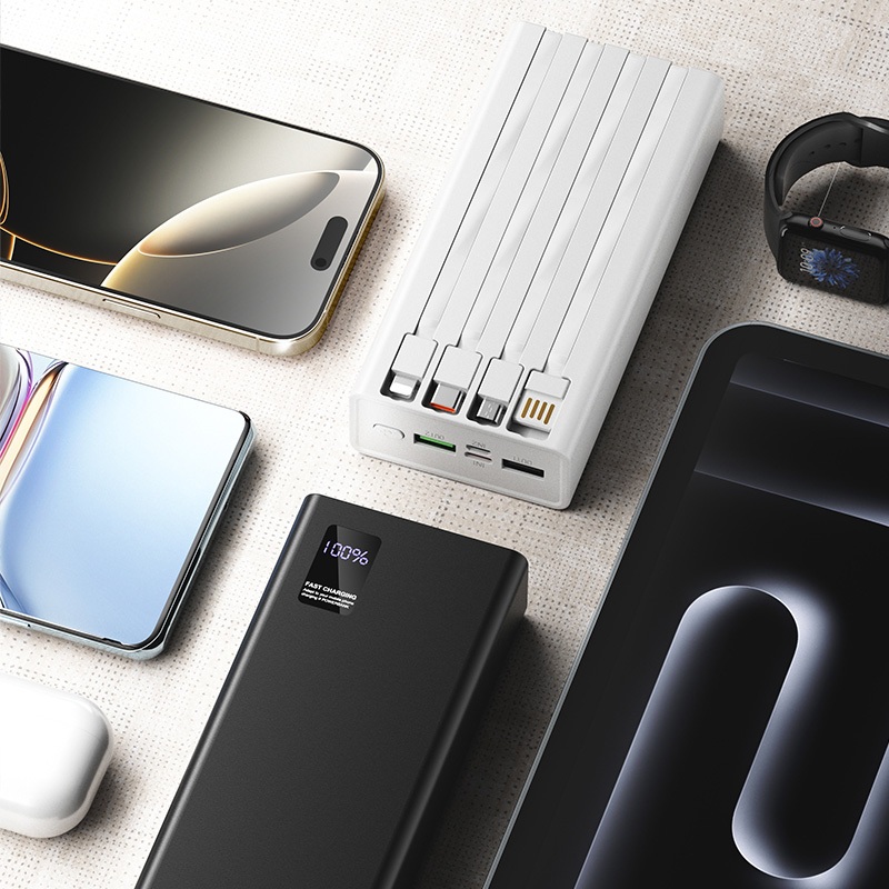 d-power GC210 Power Bank 20000mAh 4in1 LED Display Dual USB Output สายในตัวครบ