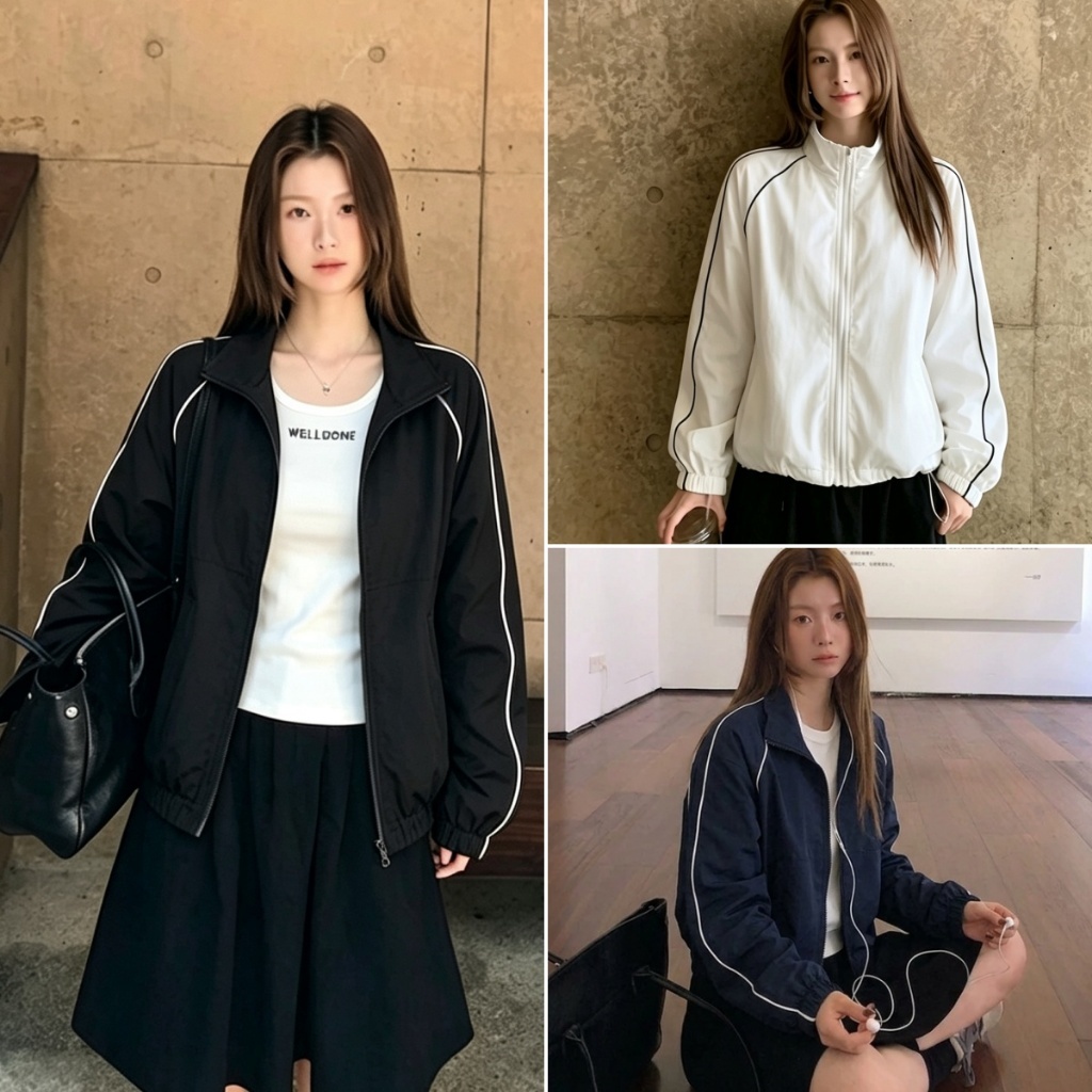 Bella Shop เสื้อแจ็คเก็ตผู้หญิง เสื้อกันแดดแขนยาว ปกตั้ง ทรงสั้นพอดี สไตล์สปอร์ตแบบอเมริกัน แมทได้ทั้งกระโปรงและกางเกง