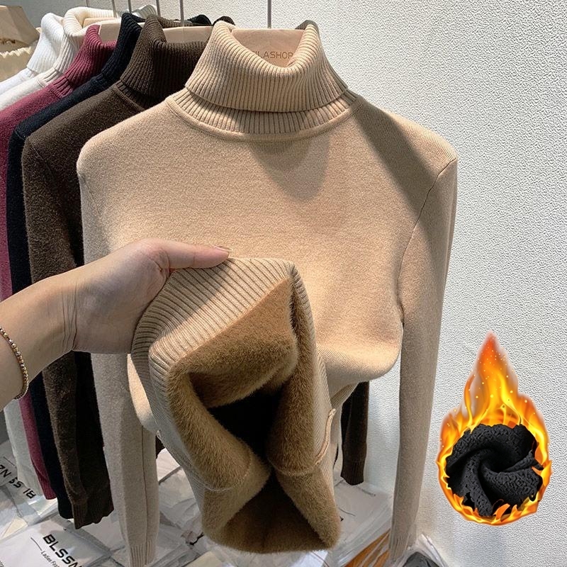 [พร้อมส่ง]เสื้อคอเต่าบุขน เสื้อบุขน แขนยาว สเวตเตอร์ไหมพรม กันหนาว ได้ถึงติดลบ รุ่น TurtleNeck