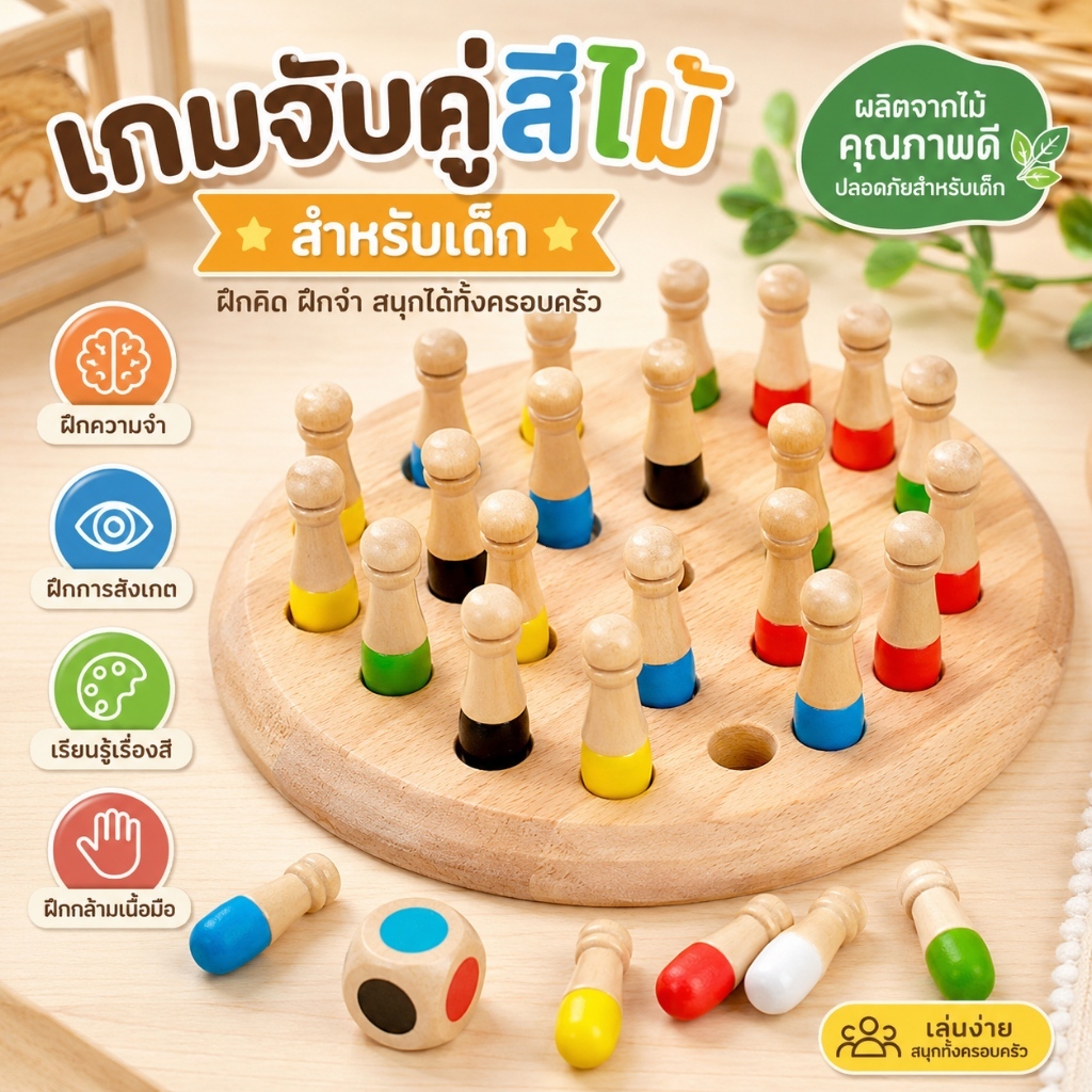 มอนเตสซอรี่ไม้ montessori ของเล่นเสริมพัฒนาการเด็ก ฝึกสมาธิ บอร์ดเกมส์ครอบครัว