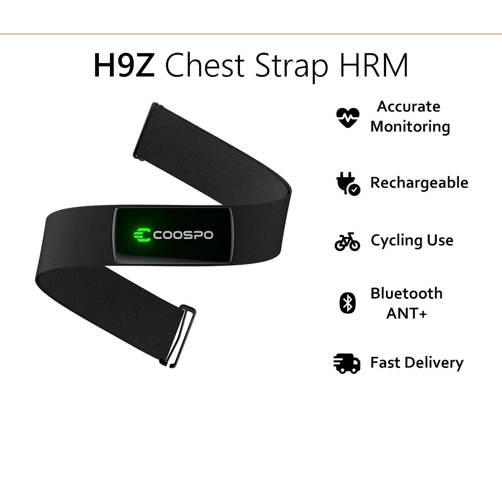 COOSPO H9Z สายคาดอกวัดหัวใจ Rechargeable Heart Rate Monitor ANT+ Bluetooth HRV IP67
