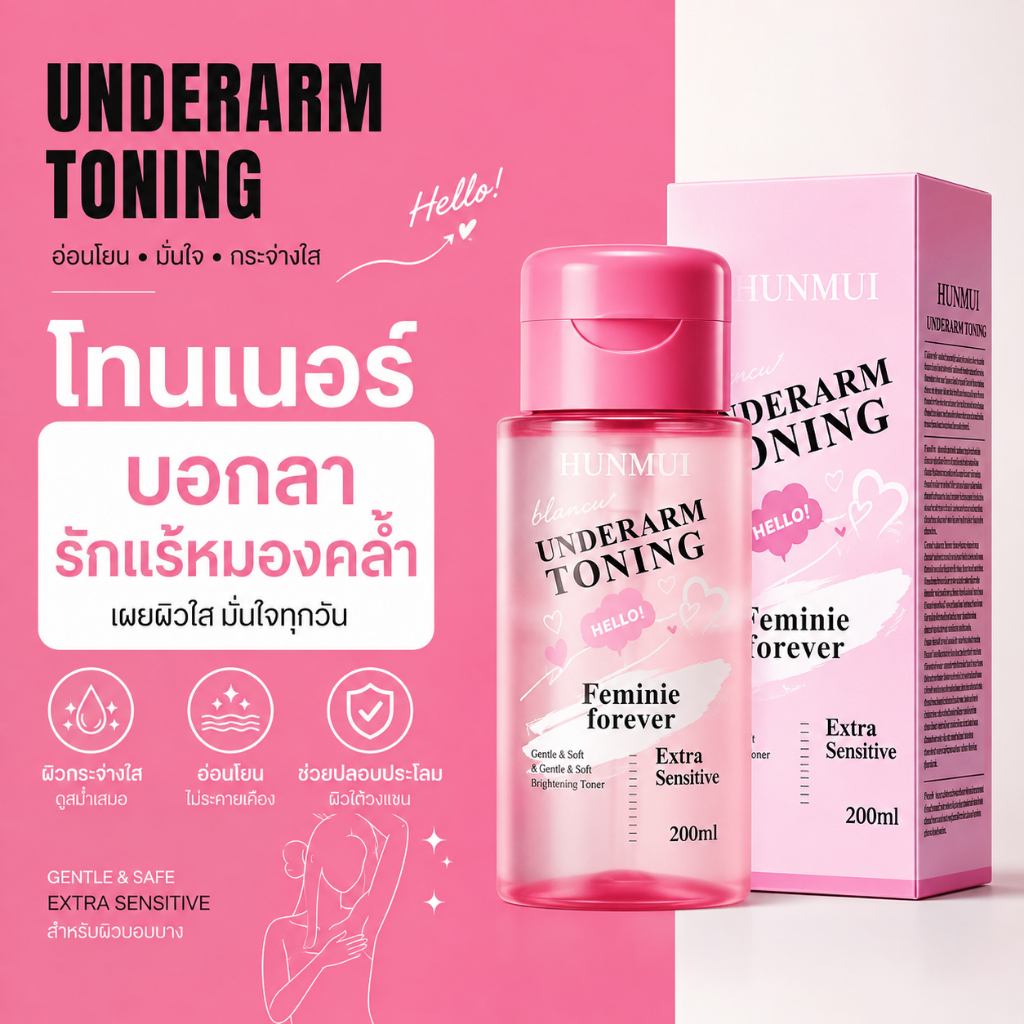 [200ml ฝาปั้ม] โทนเนอร์เช็ดรักแร้ ขาหนีบ คอ ข้อศอก ลดผิวหมองคล้ำ ขาหนีบ ข้อศอก ผิวกระจ่างใส