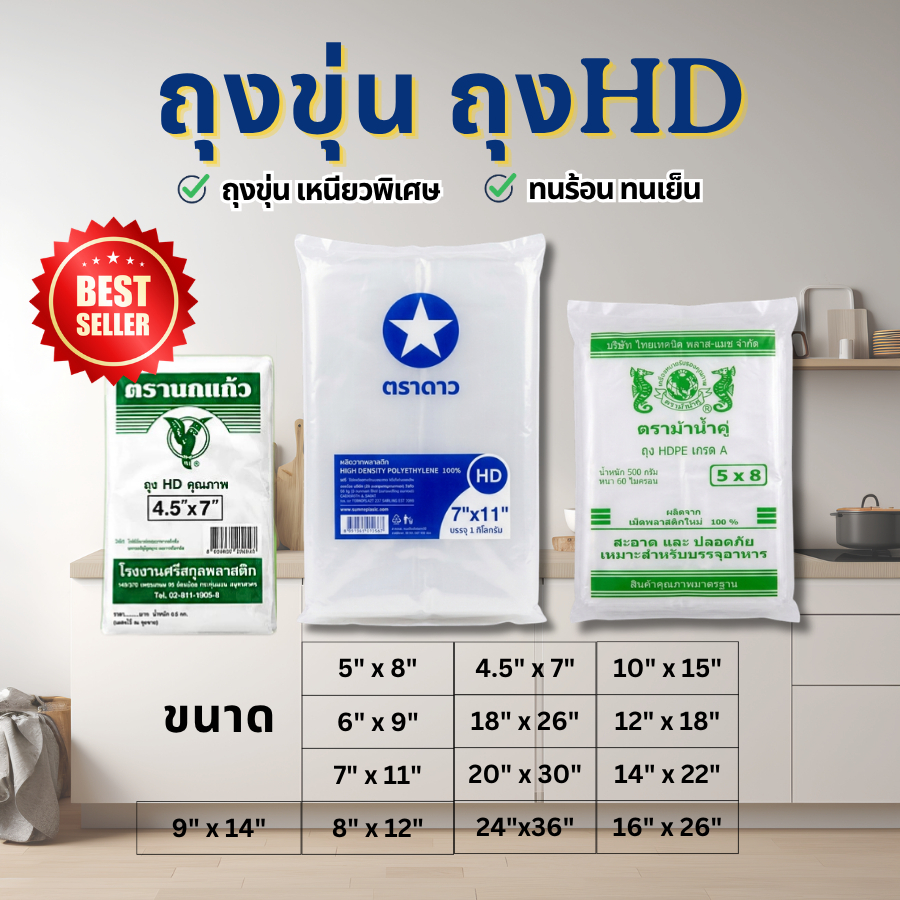 ถุงHD ถุงขุ่น ทนถึง70องศา เกรดA ใส่ได้ทั้งของร้อนและเย็น ถุงร้อน ถุงเย็น ถุงน้ำเต้าหู้ ถุงกะทิ ถุงแกง ถุงใส่ของทอด