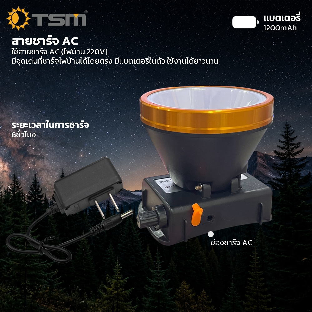 TSM كشاف رأس 1200mAh قابل للتعتيم — صورة 3