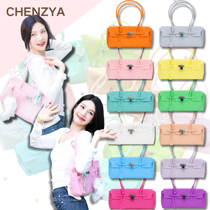 🚚พร้อมส่ง IN STOCK🔥ZHENZYA Shoulder Jelly Bag🥖PVC สไตล์ดารา กันน้ำ ความจุมาก กระเป๋าสะพายไหล่สไตล์เกาหลี 12สี🍬