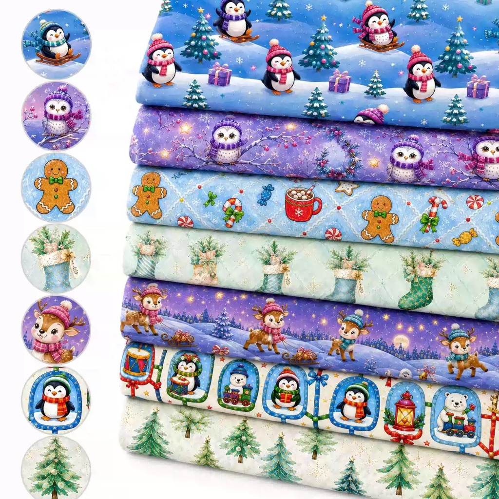 Preorder-ผ้าChristmas ผ้าโพลีผสมคอตตอน พิมพ์ระบบDigital หน้ากว้าง145ซม. Polyester 65%, Cotton 35%