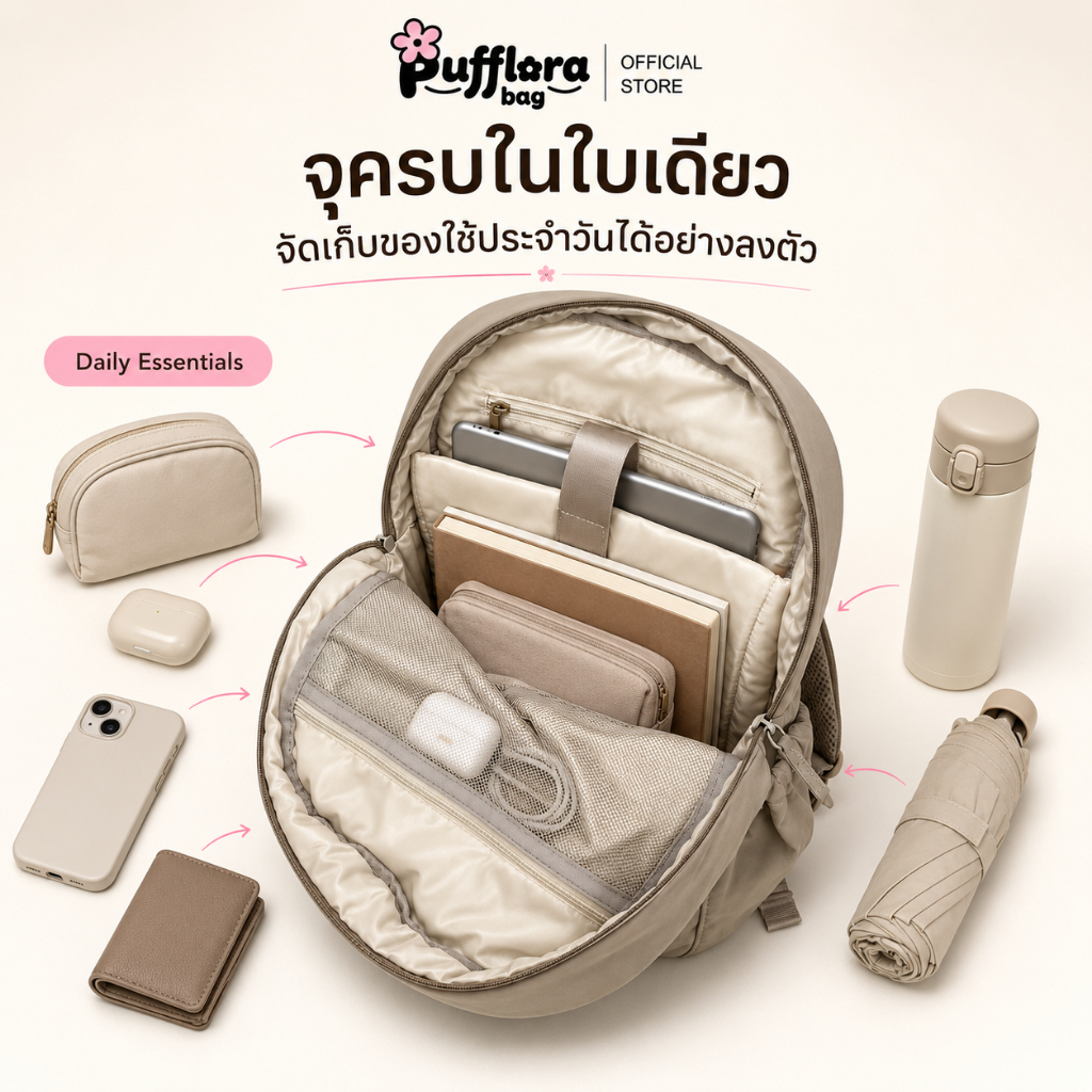 Pufflora حقيبة ظهر نسائية Puffy Day — صورة 3