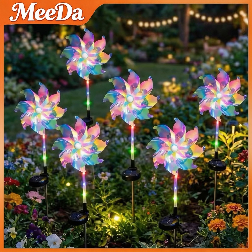 MeeDa☀️โคมไฟปักสนามโซล่าเซลล์ ไฟสวนโซล่าเซลล์ แสงเจ็ดสี ไฟตกแต่งสวน โคมไฟพลังงานแสงอาทิตย์ กันน้ำ เป
