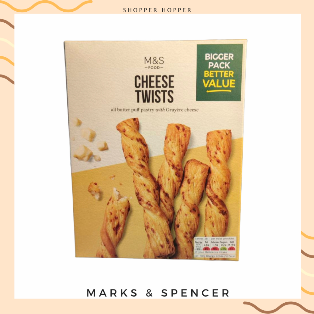 Mark and Spencer Cheese Twists Breadsticks Snacks M&S ขนมปังอบกรอบ รสชีส จาก Marks&Spencer อังกฤษ UK