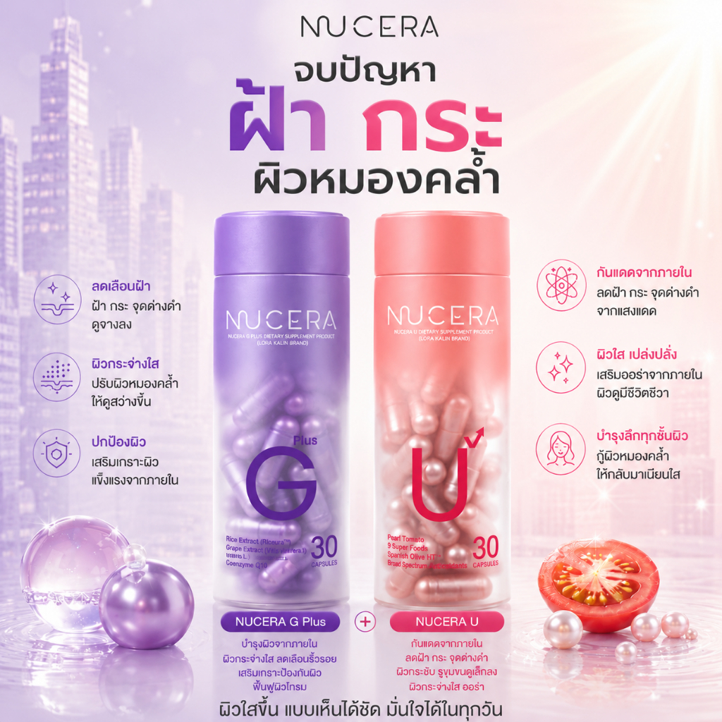 Nucera G Plus + Nucera U ฟื้นฟูผิว ฝ้า กระ ริ้วรอย จุดด่างดำ ป้องกันแสงแดด แสงหน้าจอ