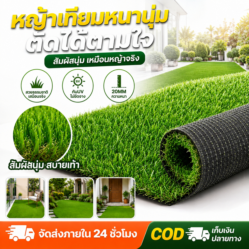 🔥ใช้ได้ 100 ปี🔥สนามหญ้าเทียมไม่ต้องรดน้ำ หญ้าปลอมปูพื้น สำหรับบ้านพักตากอากาศ สวนตกแต่ง
