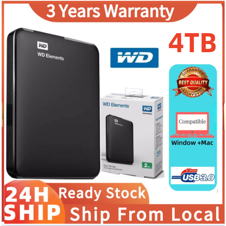 WD HardDisk External 1TB 2TB 4TB HDD USB3.0 2.5" High-speed External Hard Disk ฮาร์ดไดรฟ์ภายนอก ฮาร์