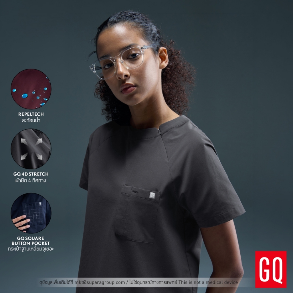[ไม่ปักชื่อ] GQ Pro MED Women Crew Neck Scrub​ เสื้อสครับหญิงคอกลม​