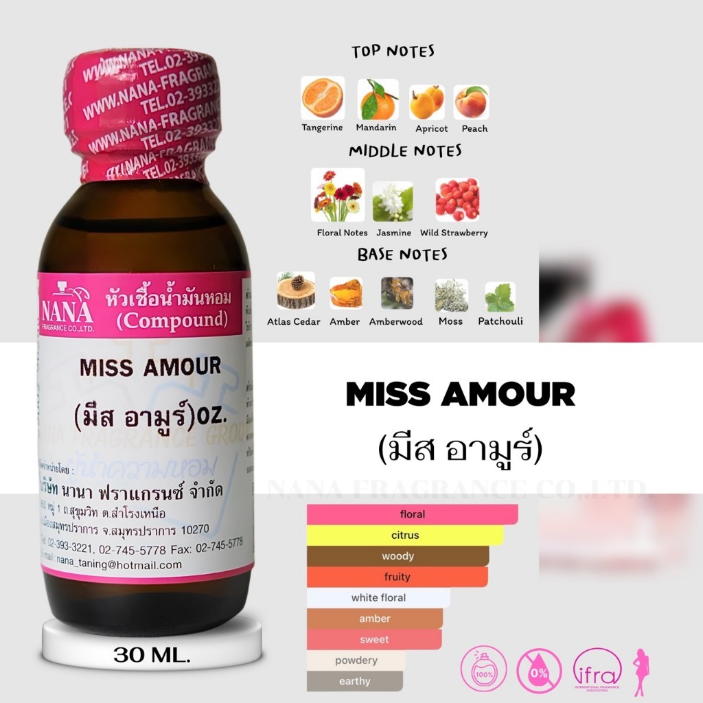 หัวเชื้อน้ำหอม 100% กลิ่น มีส อามูร์ ( MISS AMOUR )