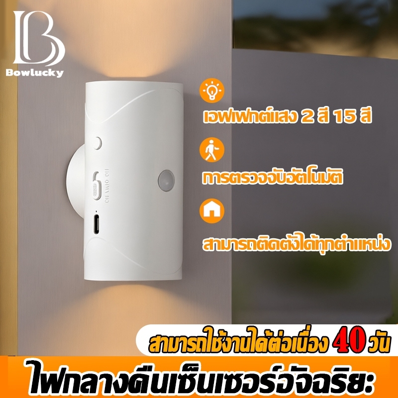 💡โคมไฟเซ็นเซอร์ร่างกายมนุษย์อัจฉริยะ🌞 ไฟติดผนัง ไฟกลางคืน การควบคุมอัตโนมัติ เซ็นเซอร์เปิดไฟ Atmosphere night light