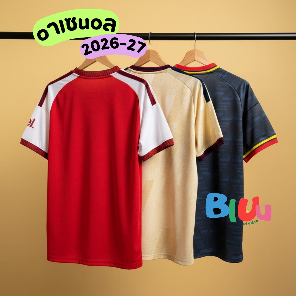 (S-5XL) เสื้อฟุตบอล ปืu ใหญ่ 3 สี ปี 2026-27 เกรดแฟนบอล โลโก้ปัก สามารถเพิ่มเบอร์ชื่อได้
