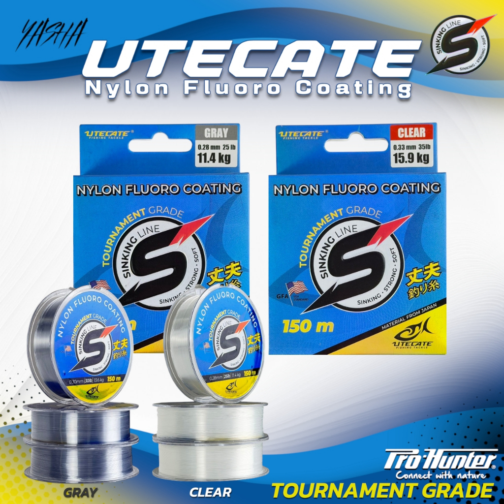 A03 สายเอ็นตกปลา UTECATE​ กล่องน้ำเงิน NYLON FLUORO COATING (TOURNAMENT GRADE) ความยาว 150 เมตร​