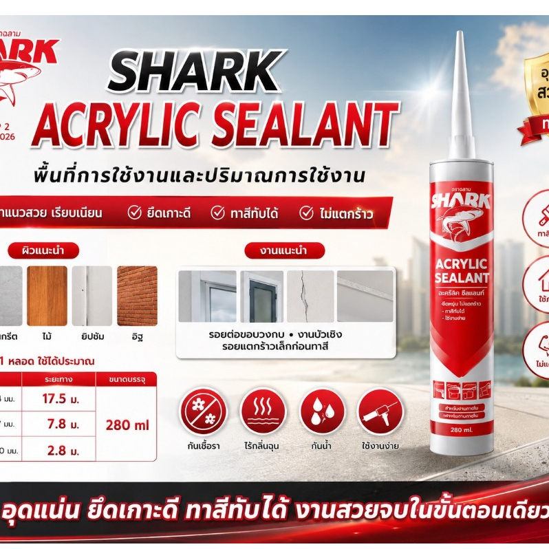 แด๊ปฉลาม (SHARK Acrylic sealant) 280ML.