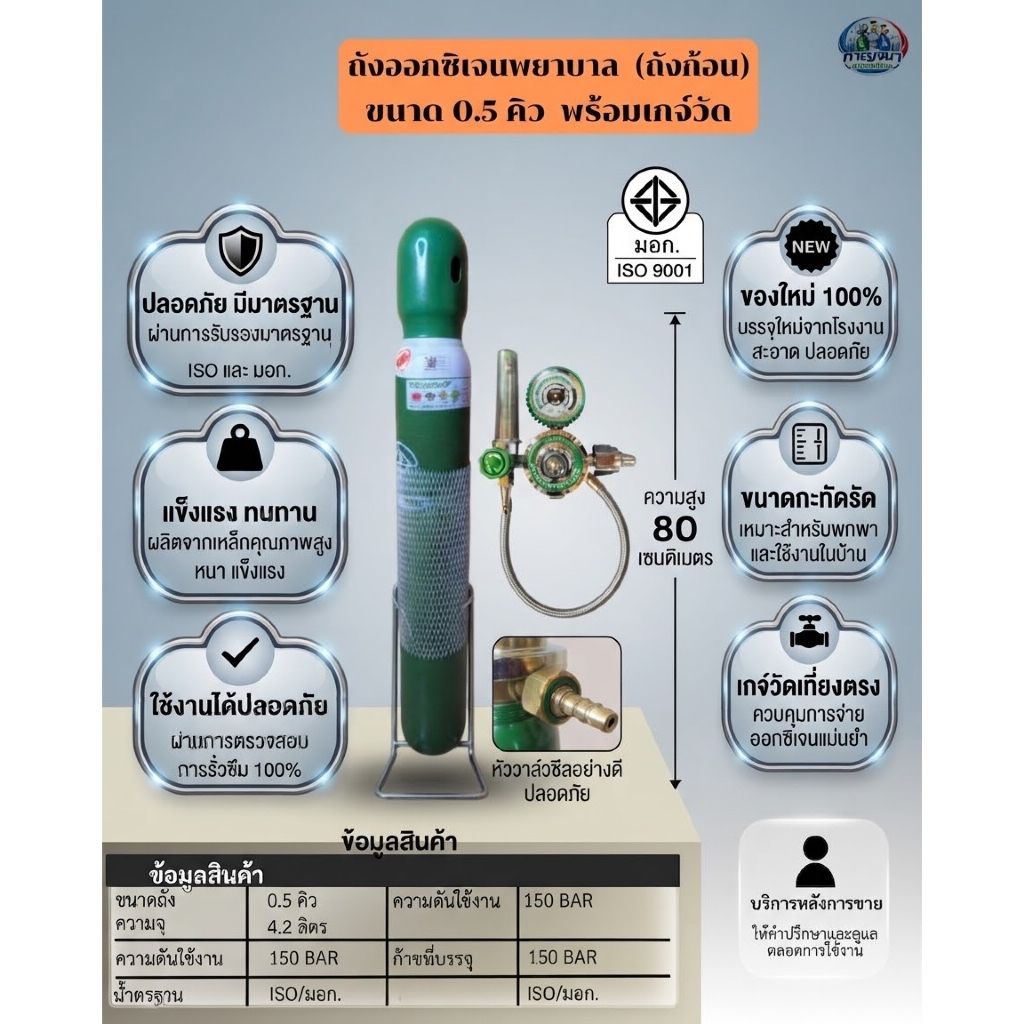 ถังพยาบาล ชุดพยาบาล  (ถังอ้วน) ขนาด 0.5 คิว พร้อมเกจ์พยาบาล พร้อมใช้ง่าย