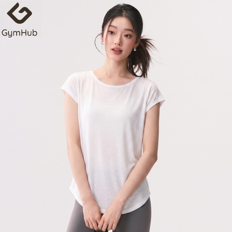 GymHub เสื้อคลุมออกกำลังกายแขนสั้น ระบายอากาศได้ดีและแห้งเร็ว สำหรับวิ่ง โยคะ พิลาทิส และฟิตเนส